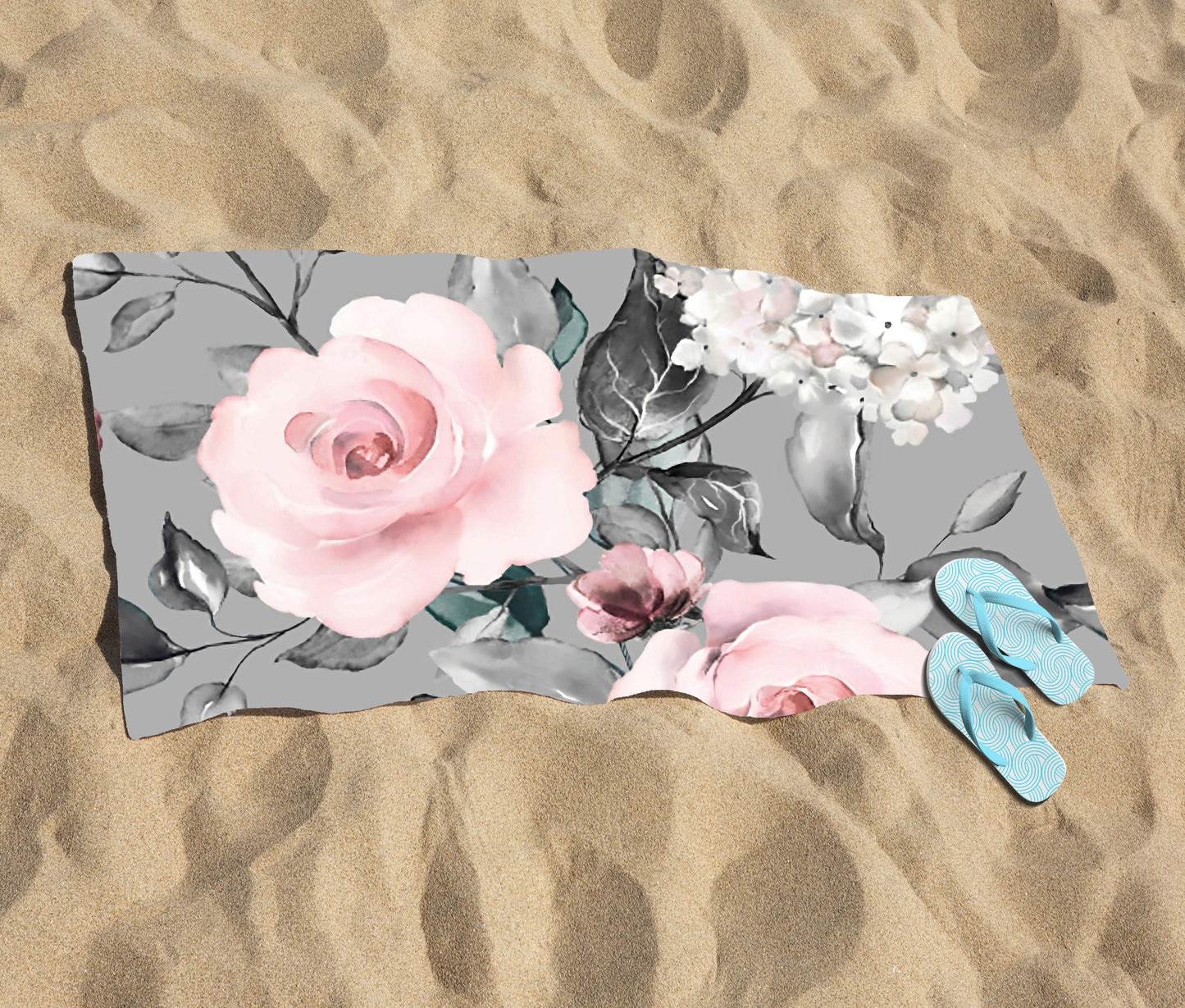 Dusty Pink Roses Beach Towel