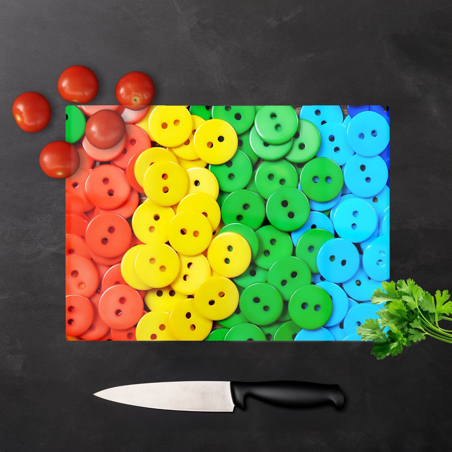 Colourful Buttons Pattern Glass Chopping Board