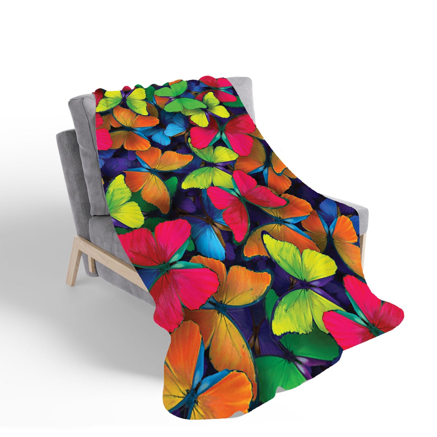 Rainbow Butterflies Sherpa Blanket