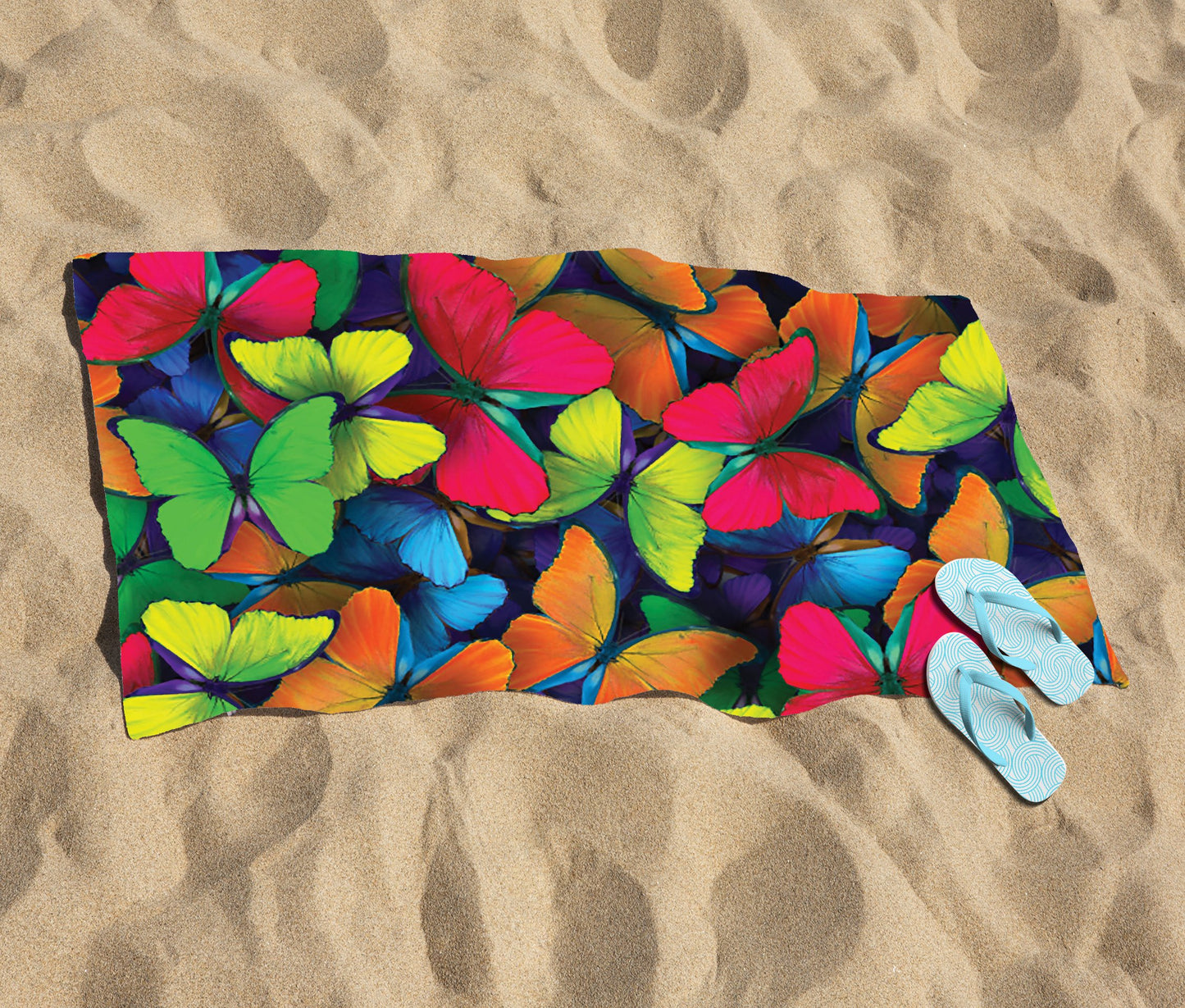 Rainbow Butterflies Beach Towel