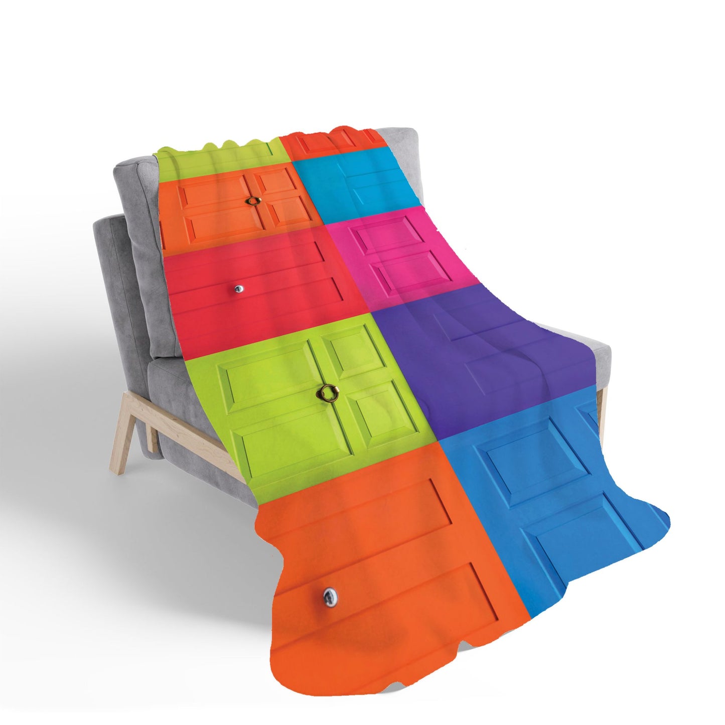 Colourful English Doors Sherpa Blanket
