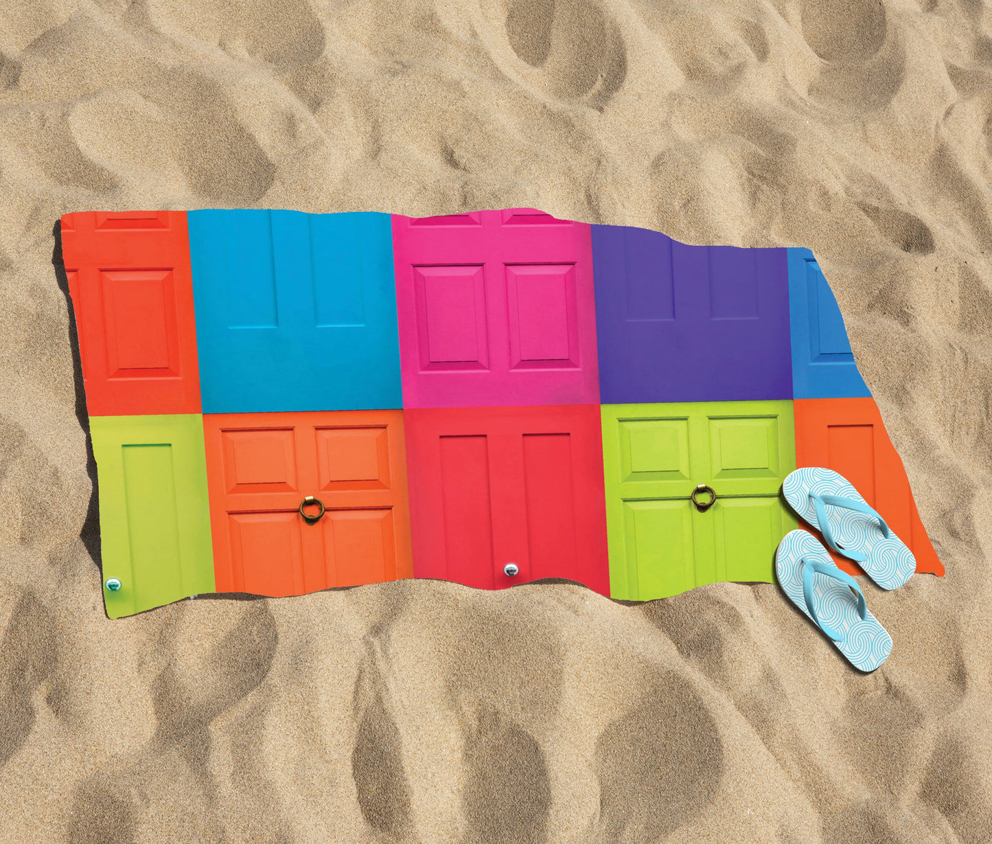 Colourful English Doors Beach Towel