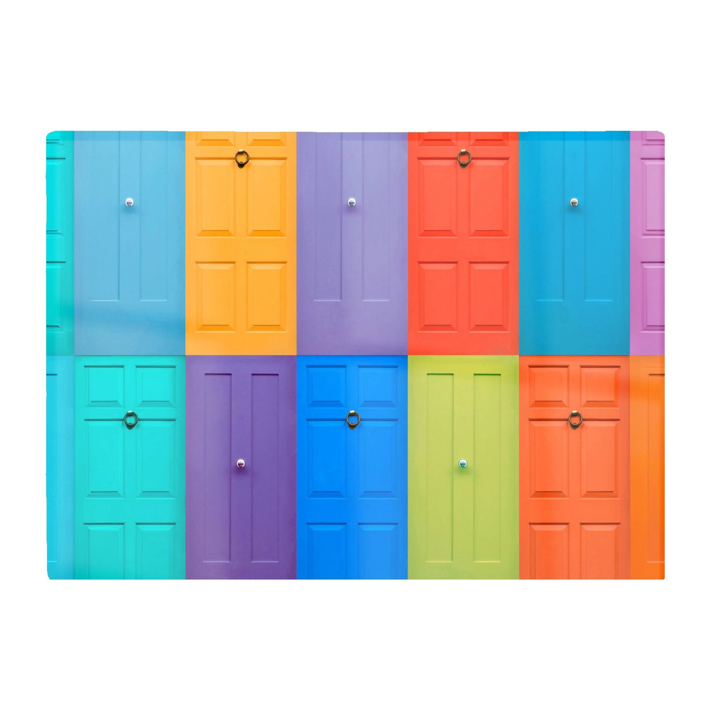 Colourful English Doors Glass Chopping Board