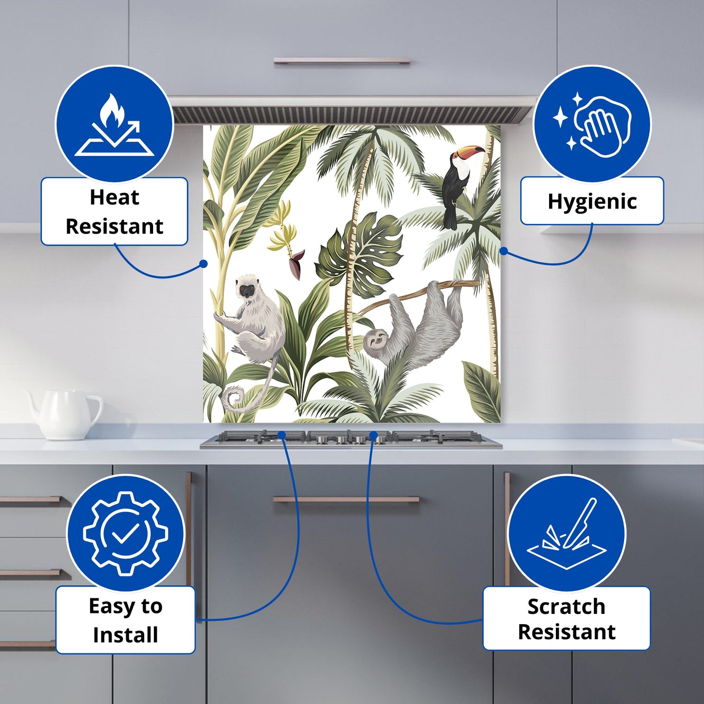 Tropical Sloths Kitchen Splashback