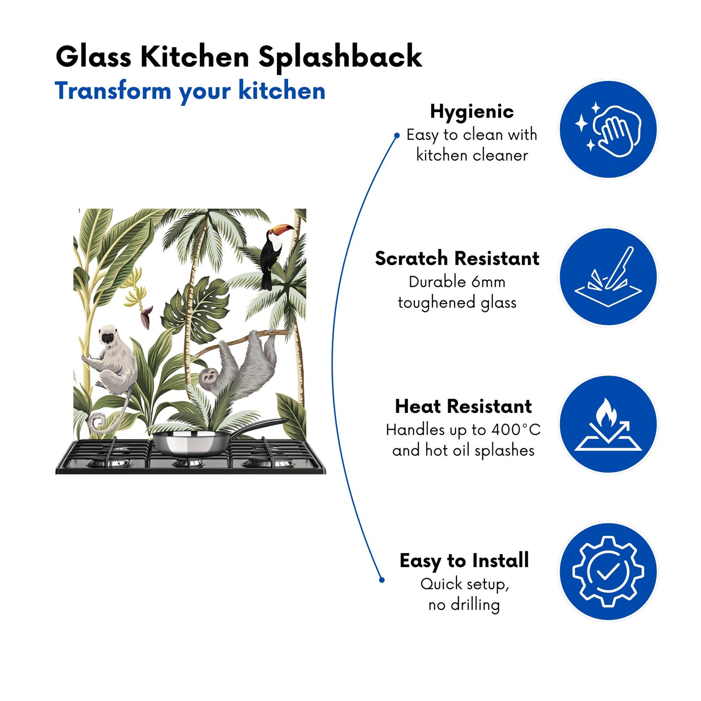 Tropical Sloths Kitchen Splashback