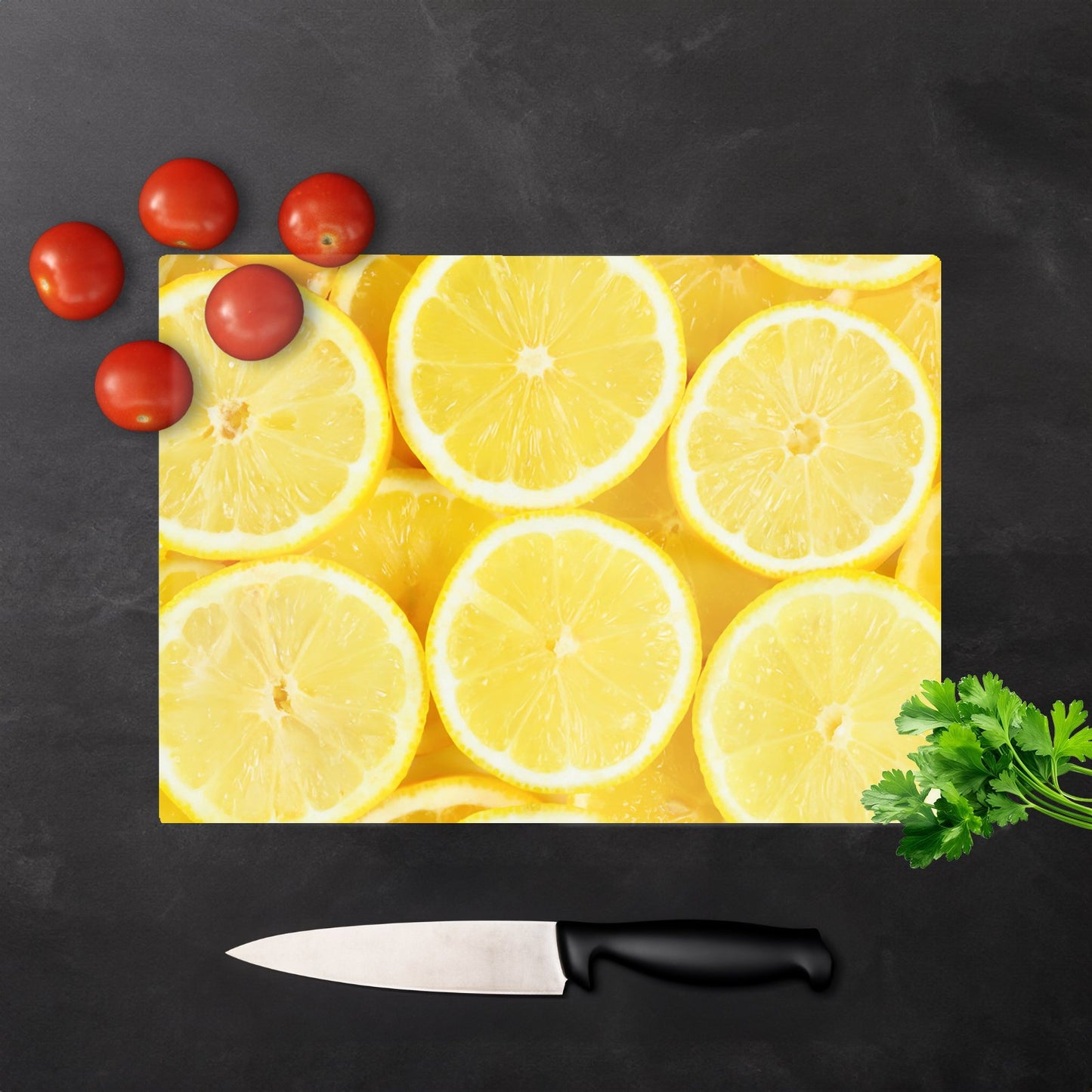 Vibrant Lemons Glass Chopping Board