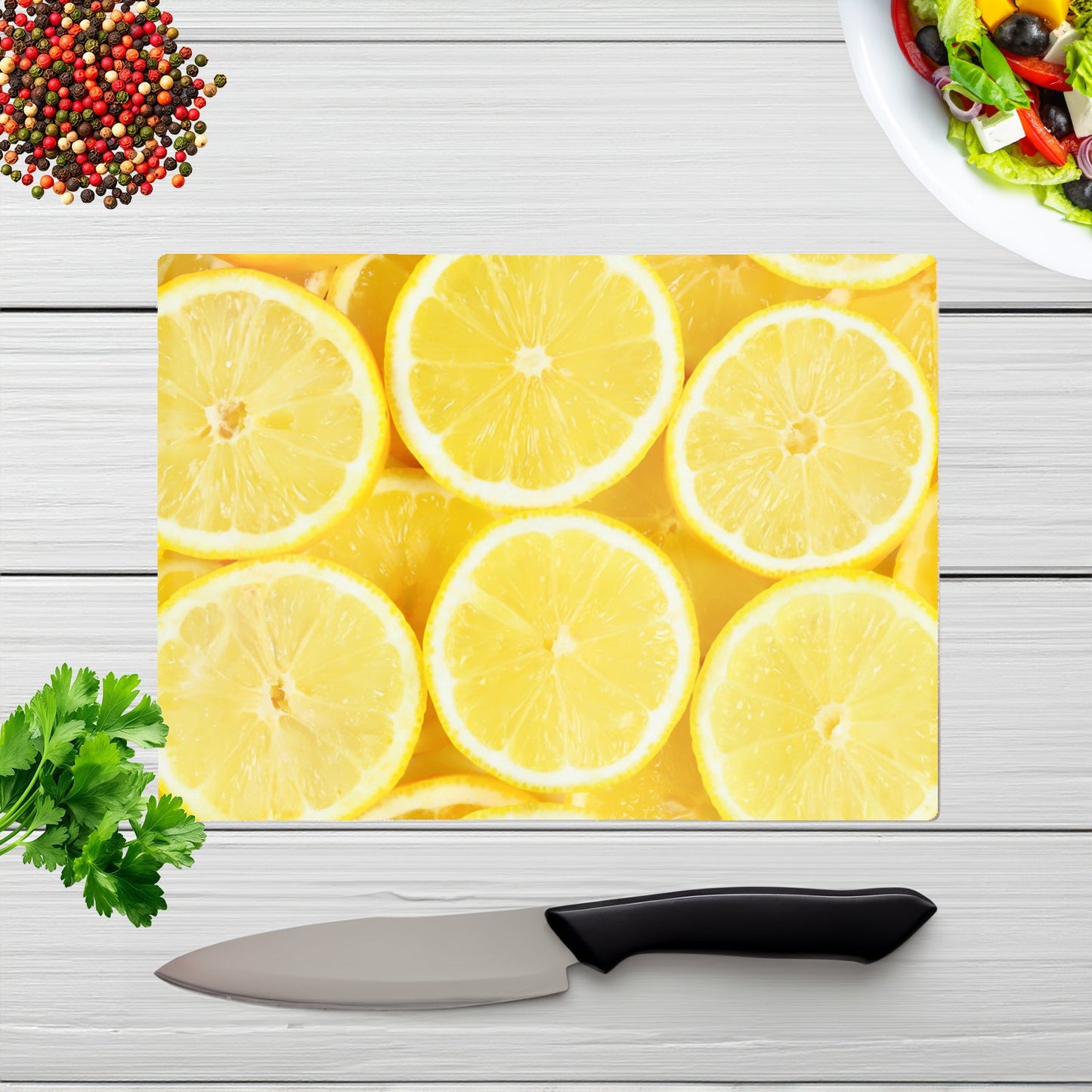 Vibrant Lemons Glass Chopping Board