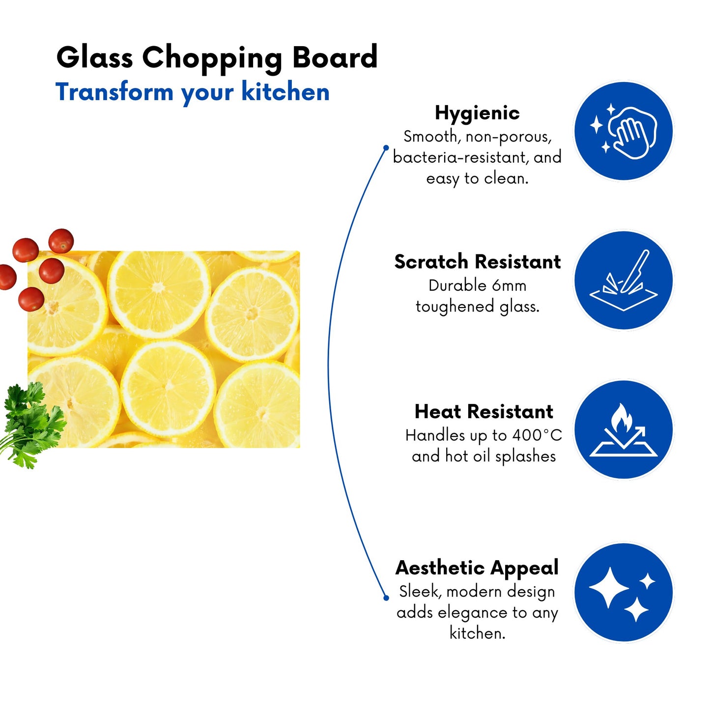Vibrant Lemons Glass Chopping Board