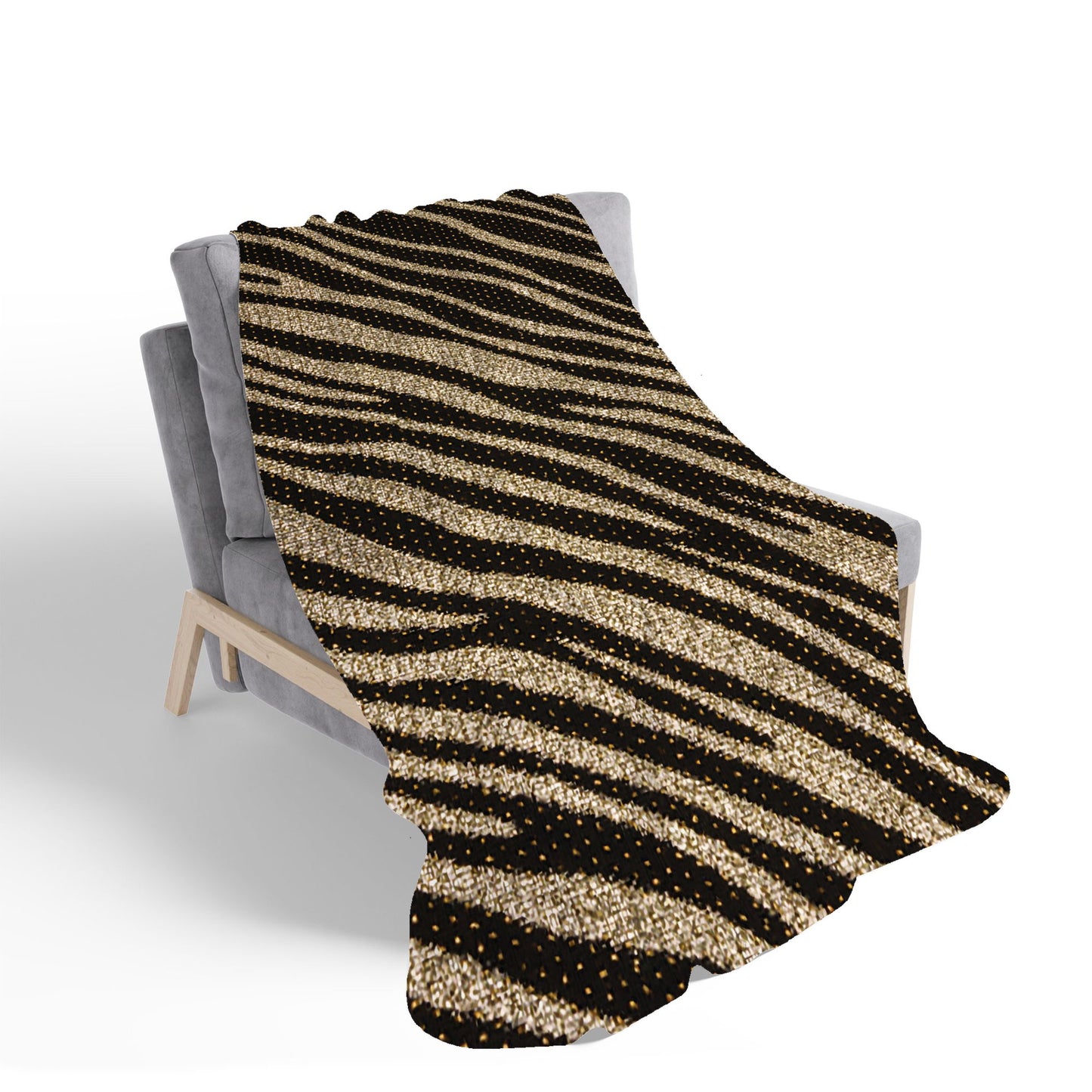 Golden Zebra Print Sherpa Blanket