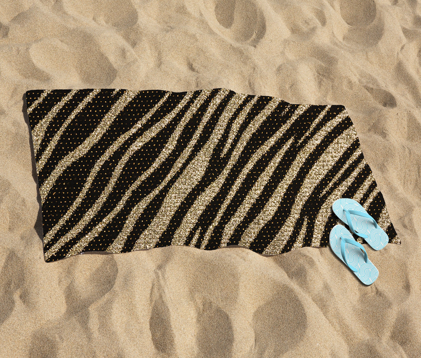 Golden Zebra Print Beach Towel