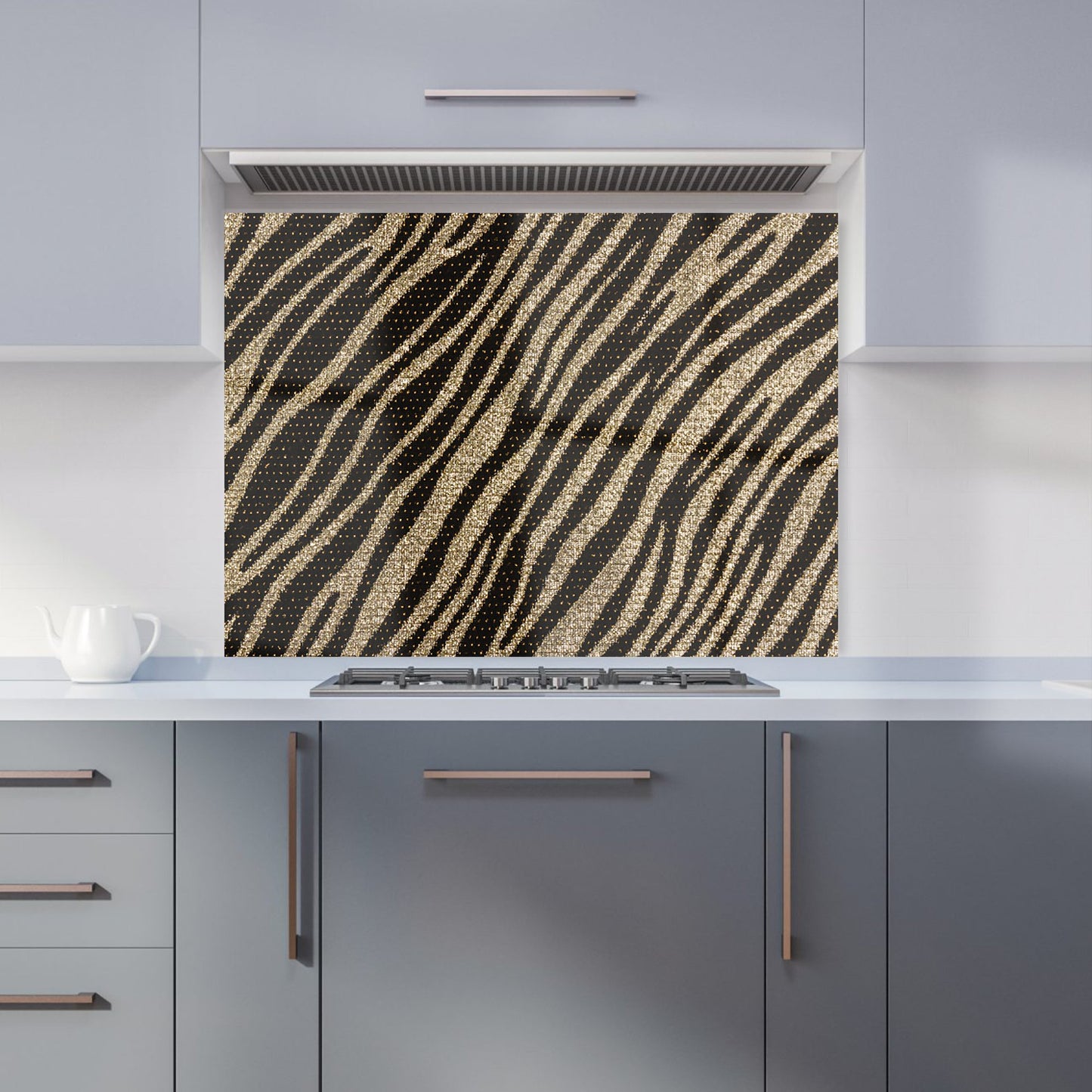 Golden Zebra Print Kitchen Splashback