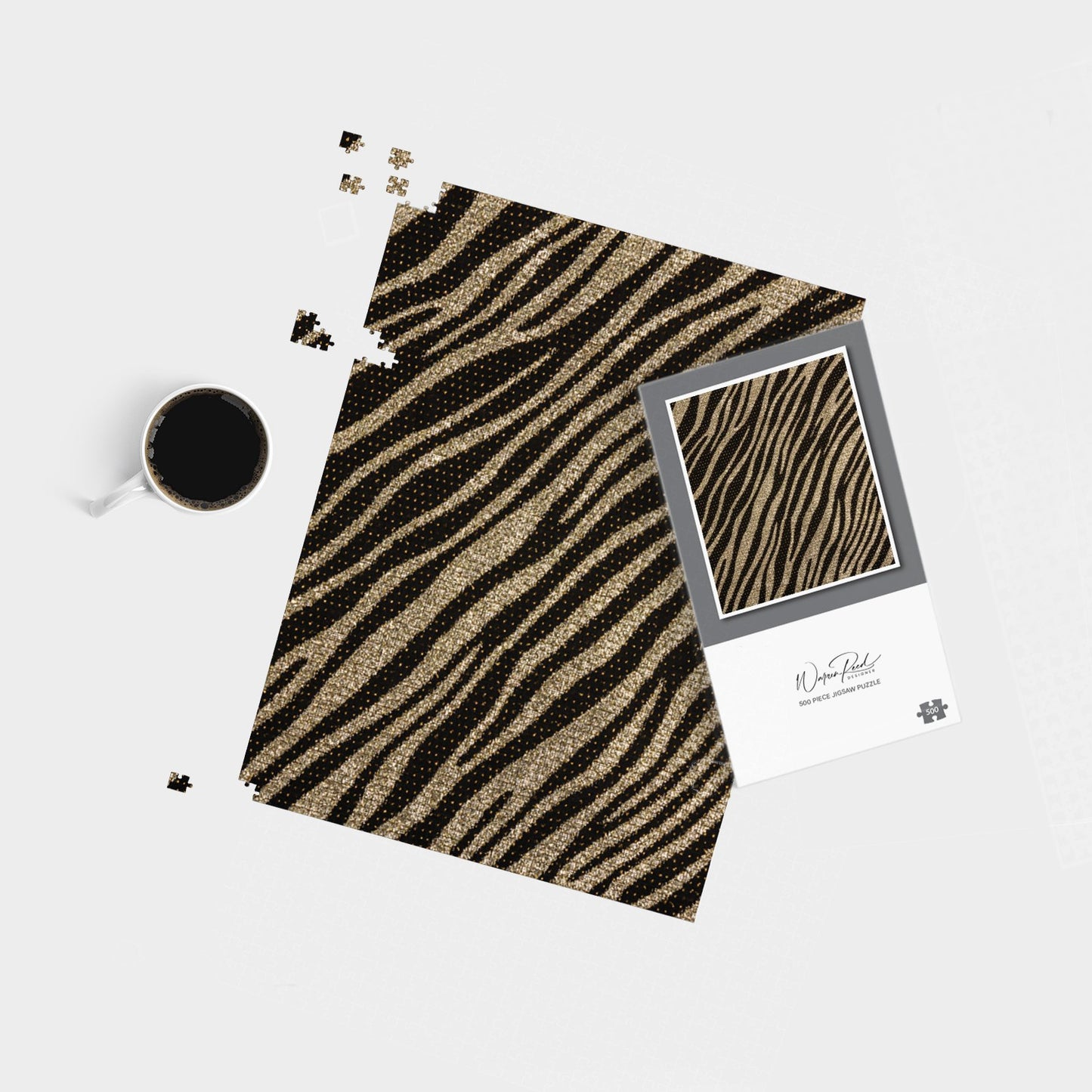 Golden Zebra Print Jigsaw Puzzle