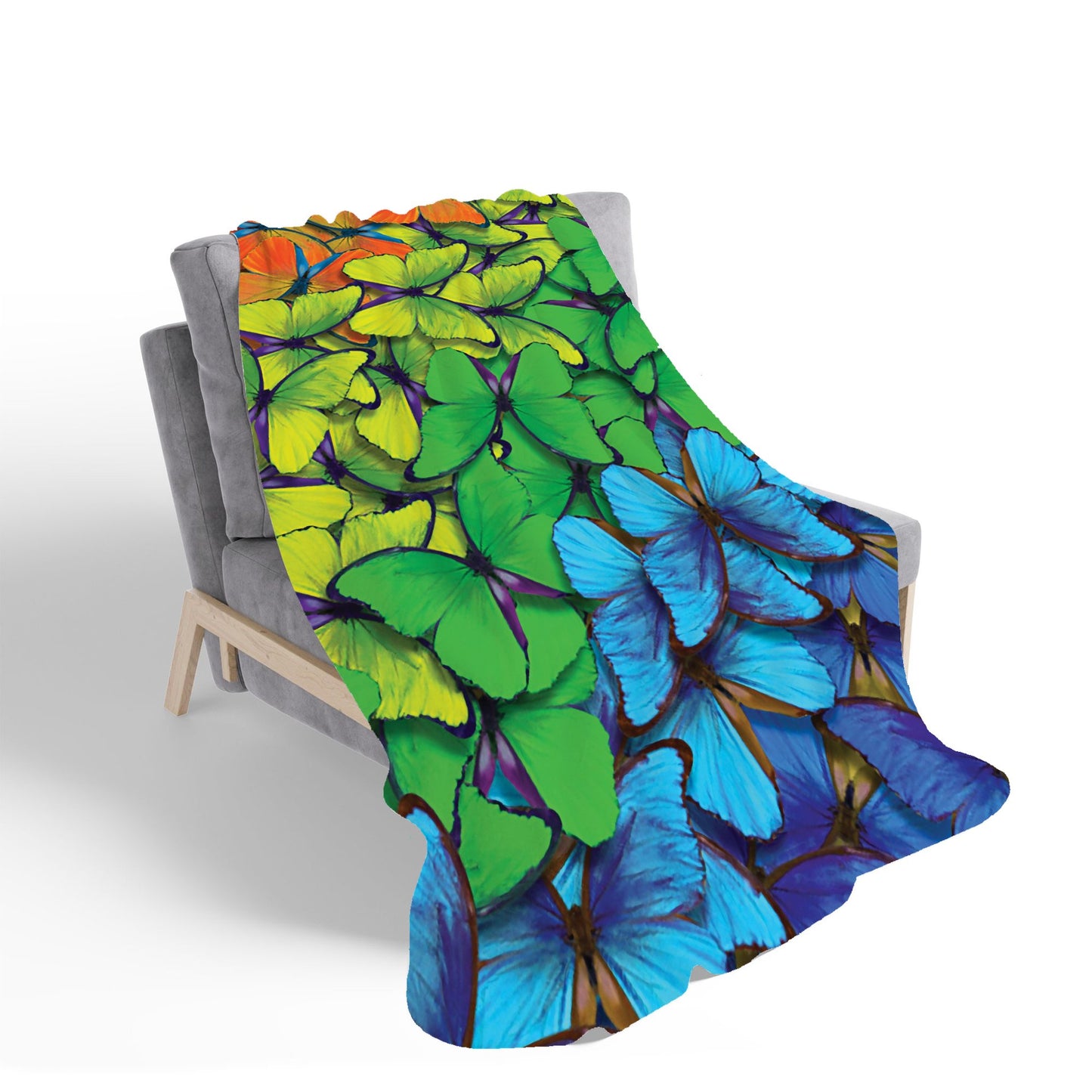 Multicoloured Butterflies Sherpa Blanket