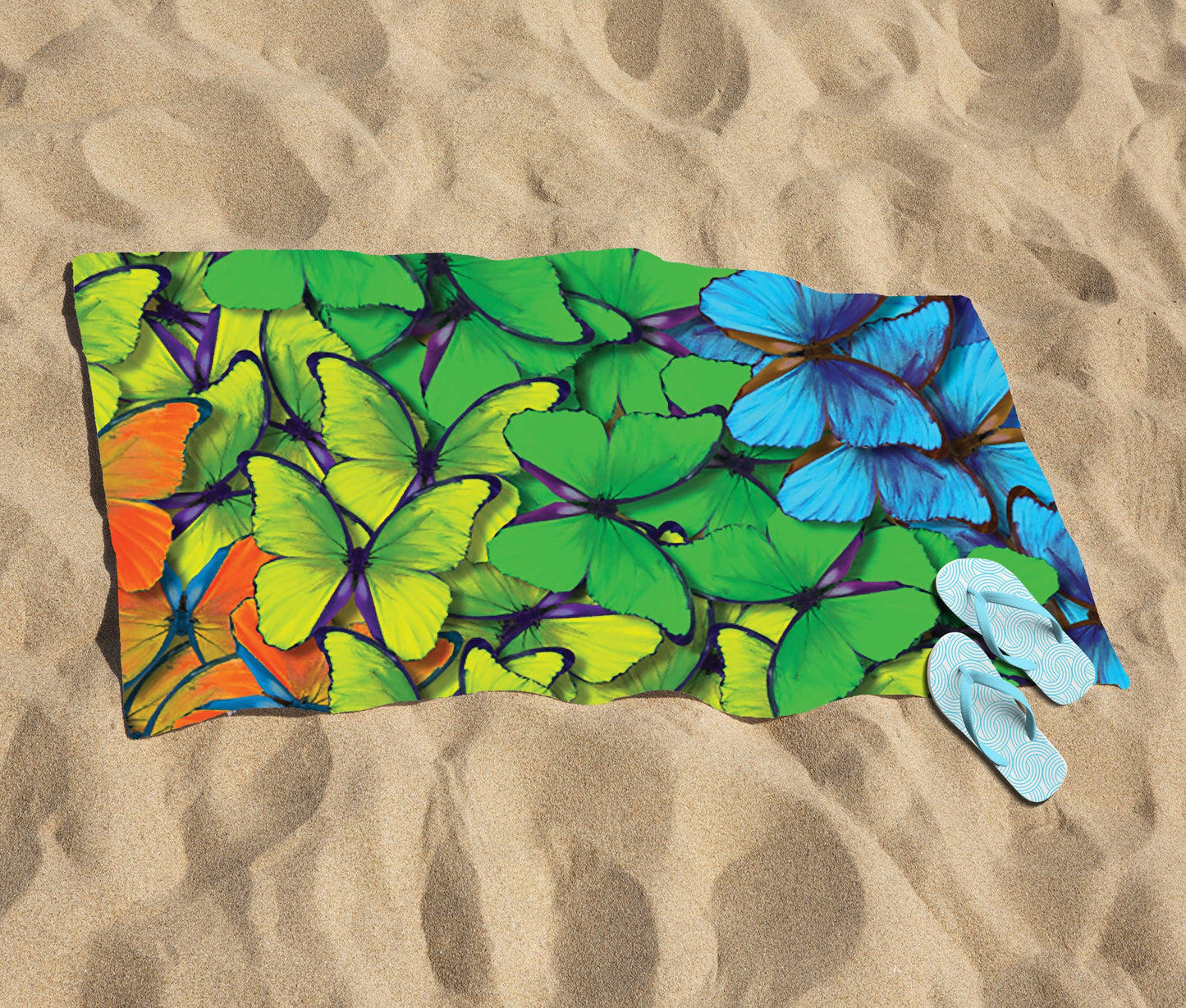 Multicoloured Butterflies Beach Towel