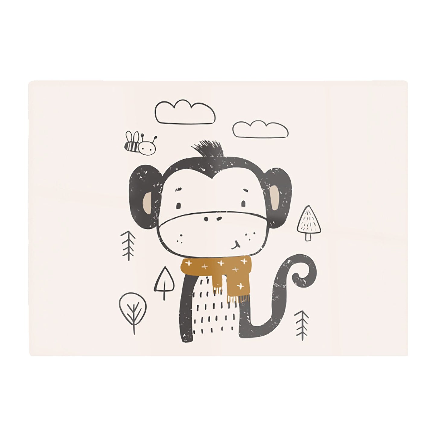 Single Monkey Forest Glass Chopping Board