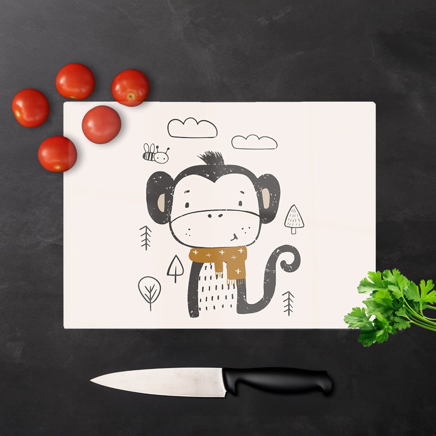 Single Monkey Forest Glass Chopping Board