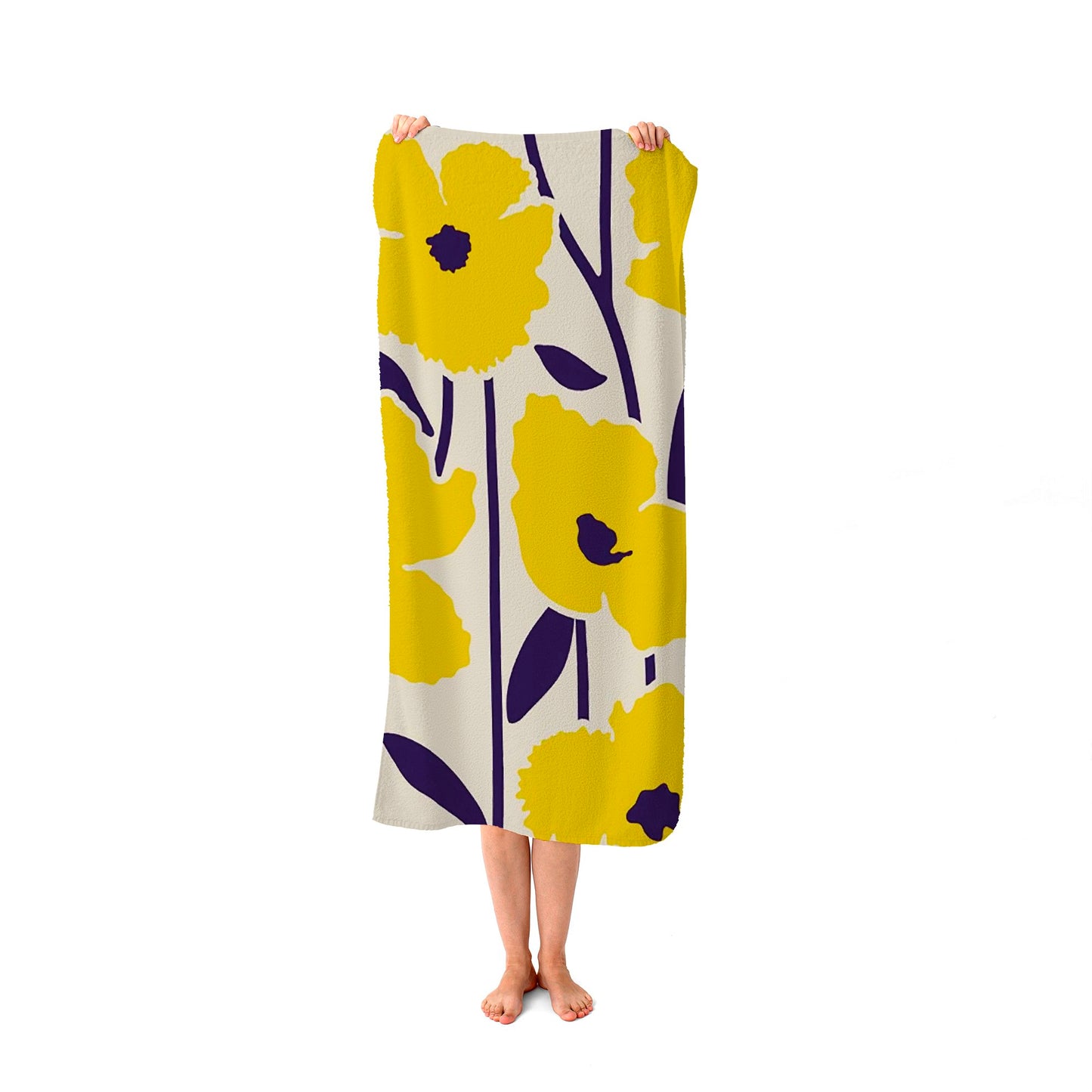 Vintage Tropical Flowers Beach Towel