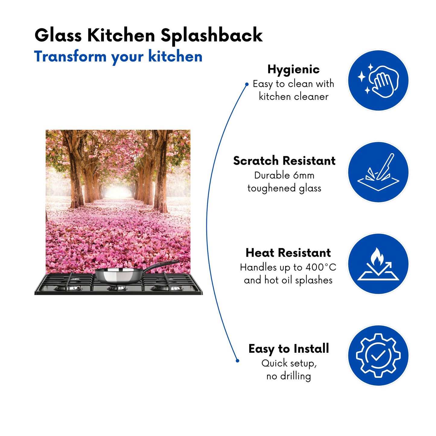 Pink Flower Tree Tunnel Kitchen Splashback