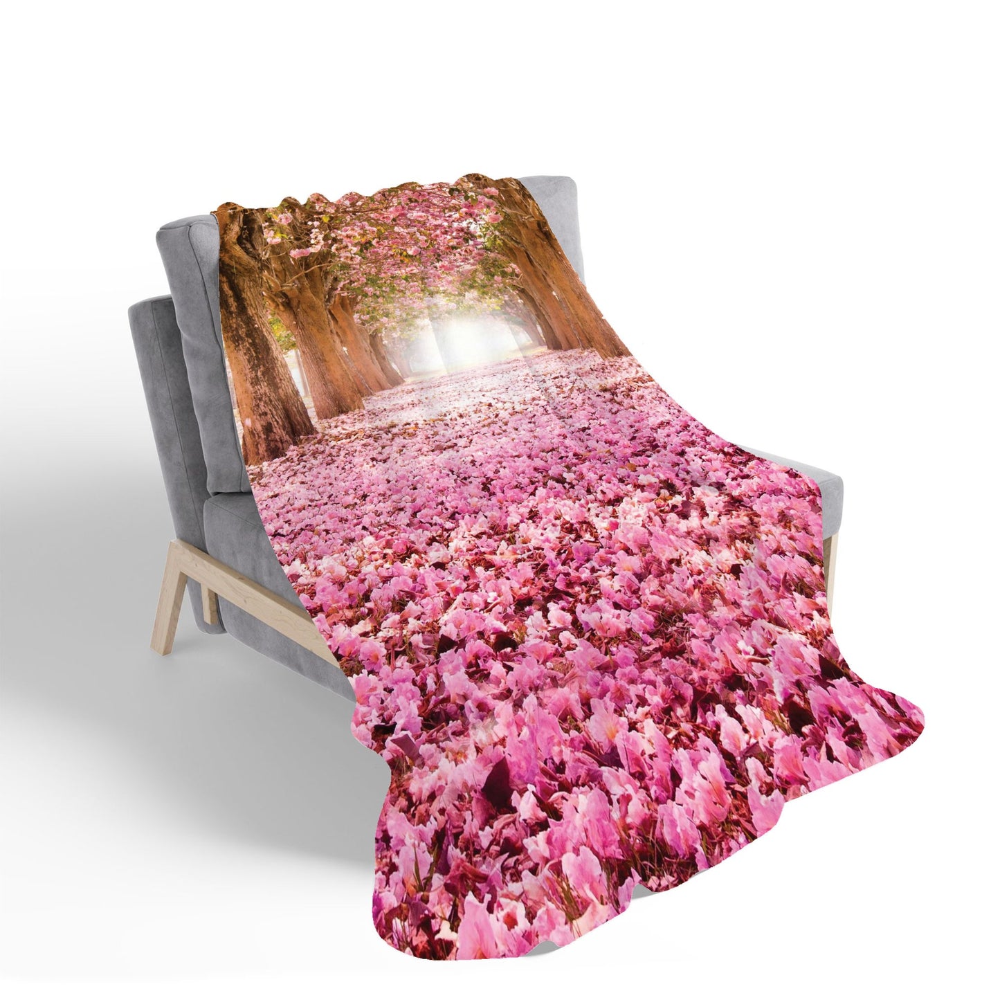 Pink Flower Tree Tunnel Sherpa Blanket