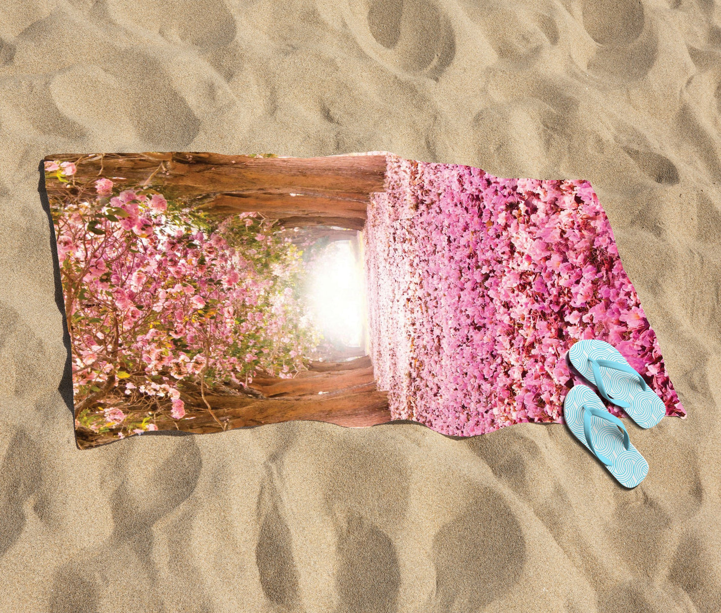 Pink Flower Tree Tunnel Beach Towel