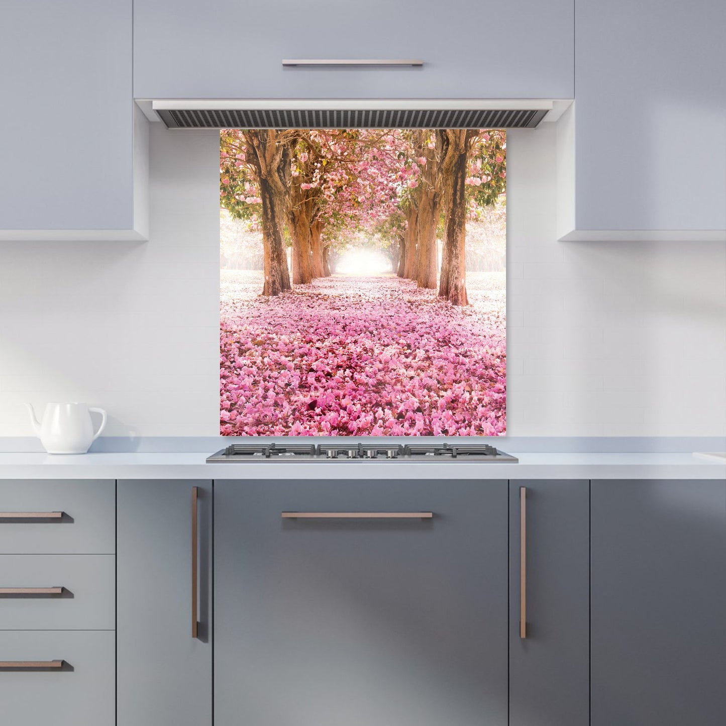 Pink Flower Tree Tunnel Kitchen Splashback