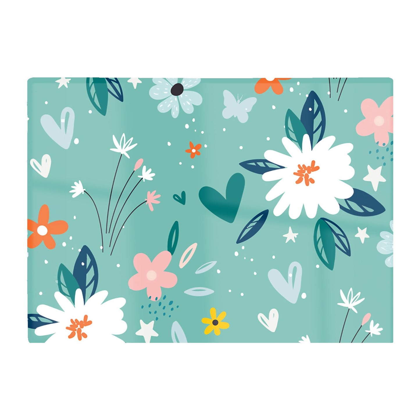 Garden Summer Flowers Glass Chopping Board