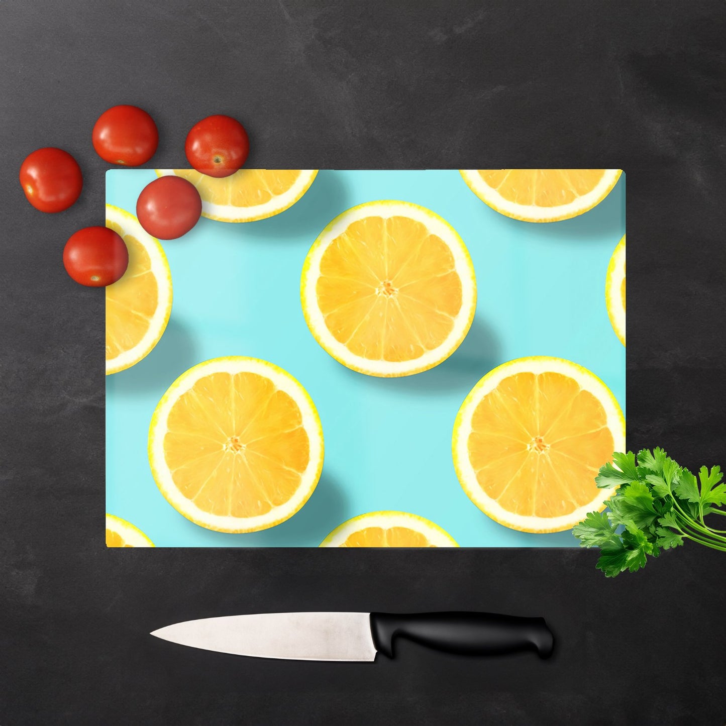Fresh Lemons Glass Chopping Board