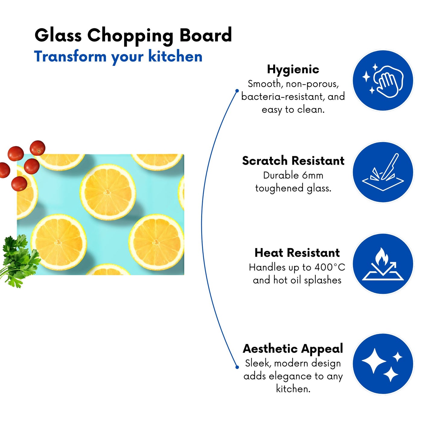 Fresh Lemons Glass Chopping Board