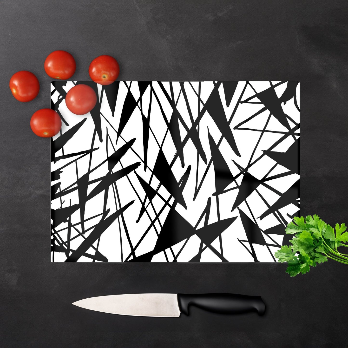 Brush Abstract Pattern Glass Chopping Board