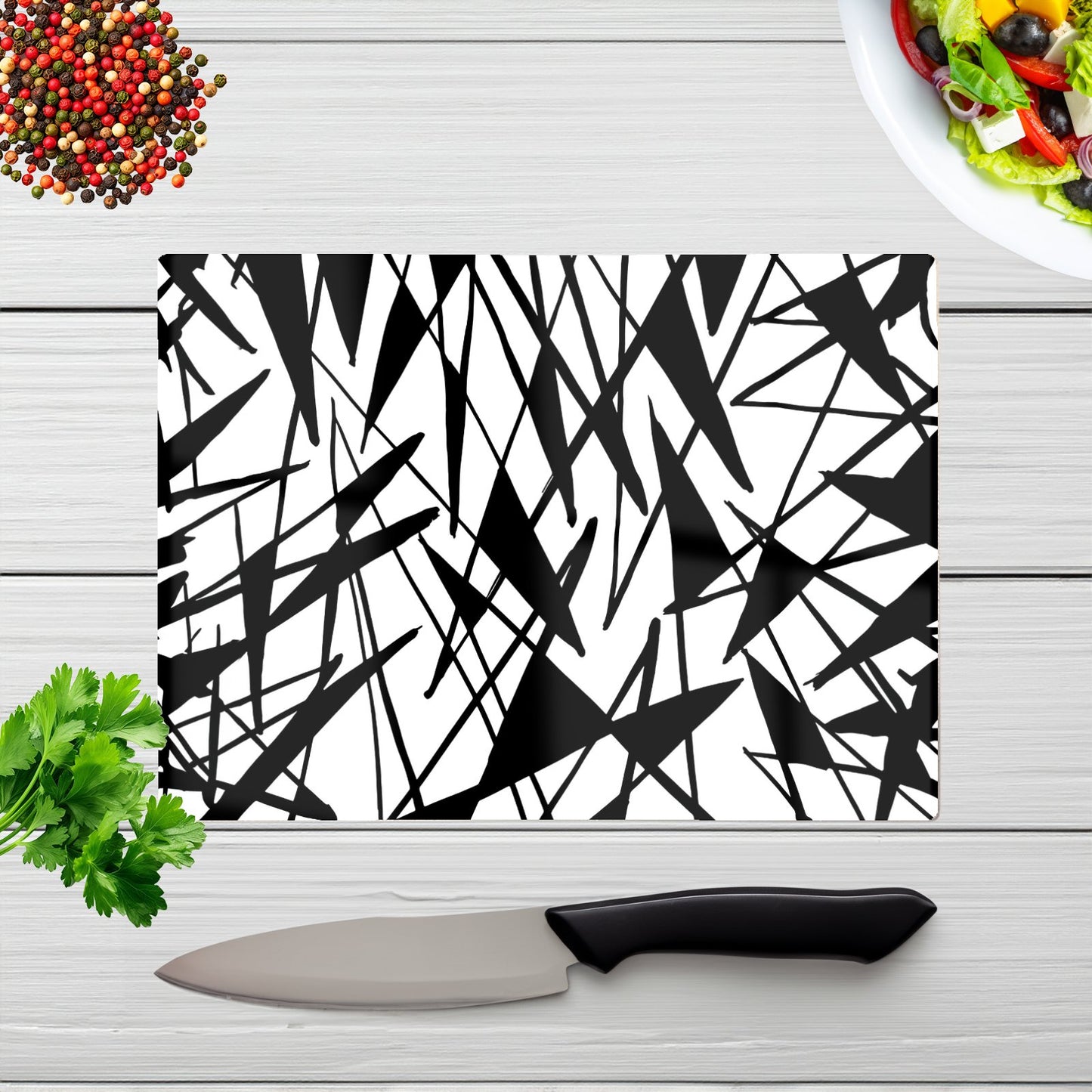 Brush Abstract Pattern Glass Chopping Board