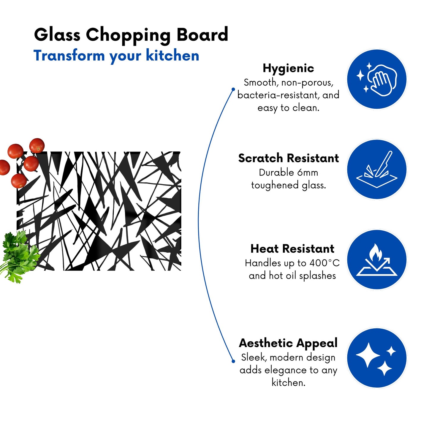 Brush Abstract Pattern Glass Chopping Board
