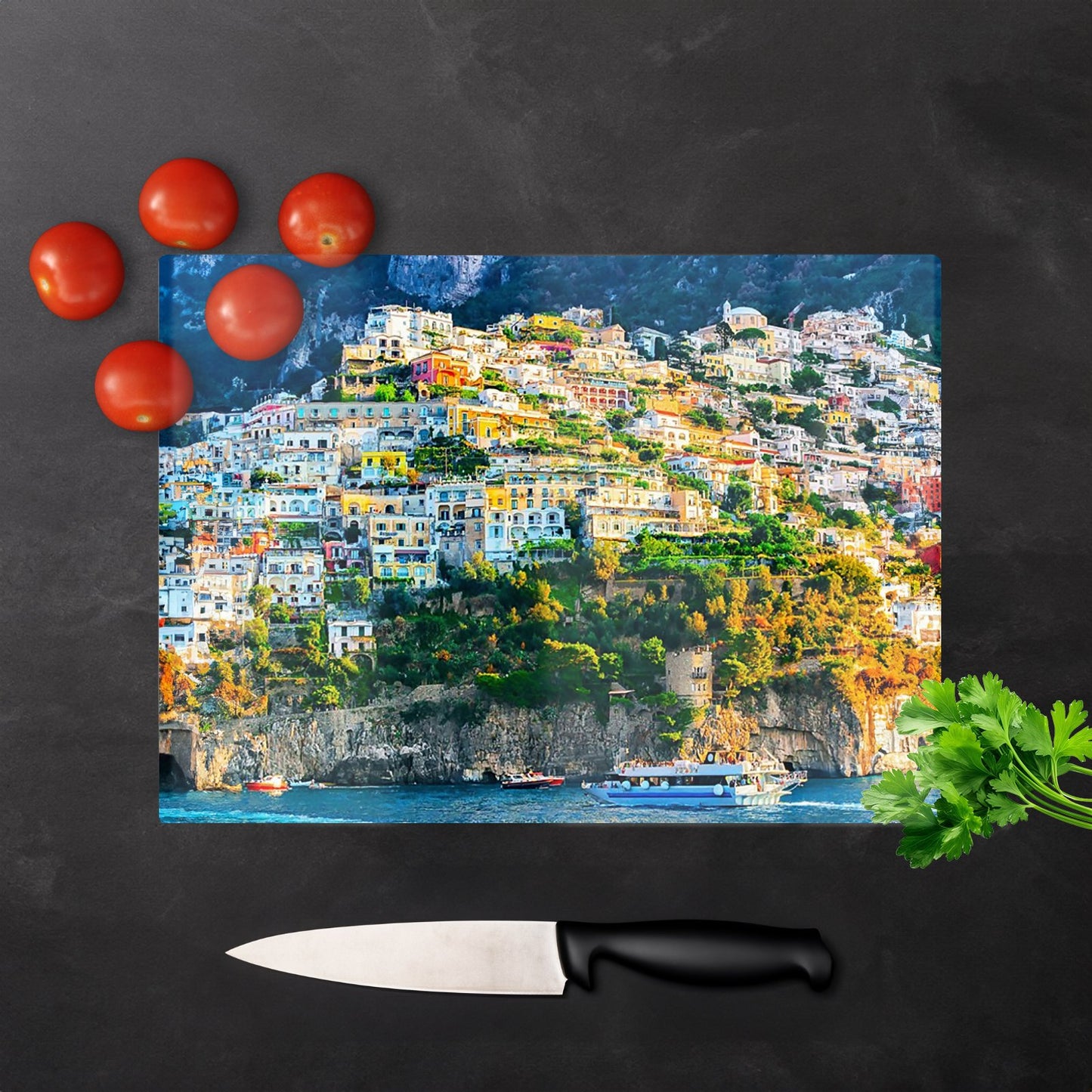 Positano Amalfi Coast Glass Chopping Board