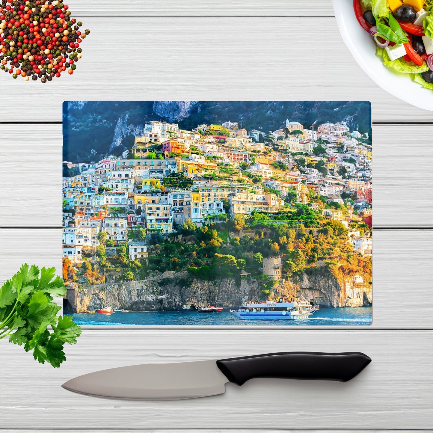 Positano Amalfi Coast Glass Chopping Board