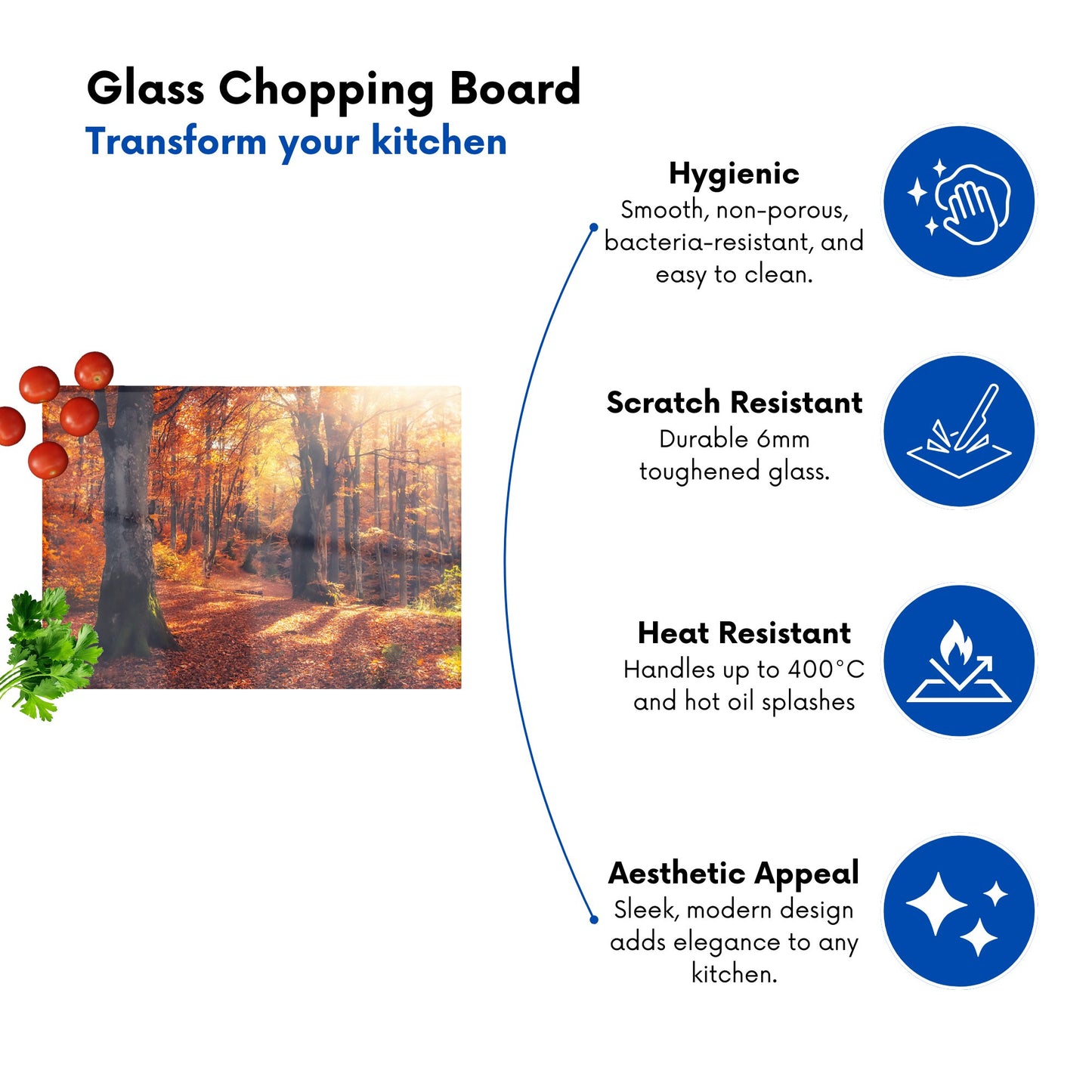 Autumn Forest Glass Chopping Board