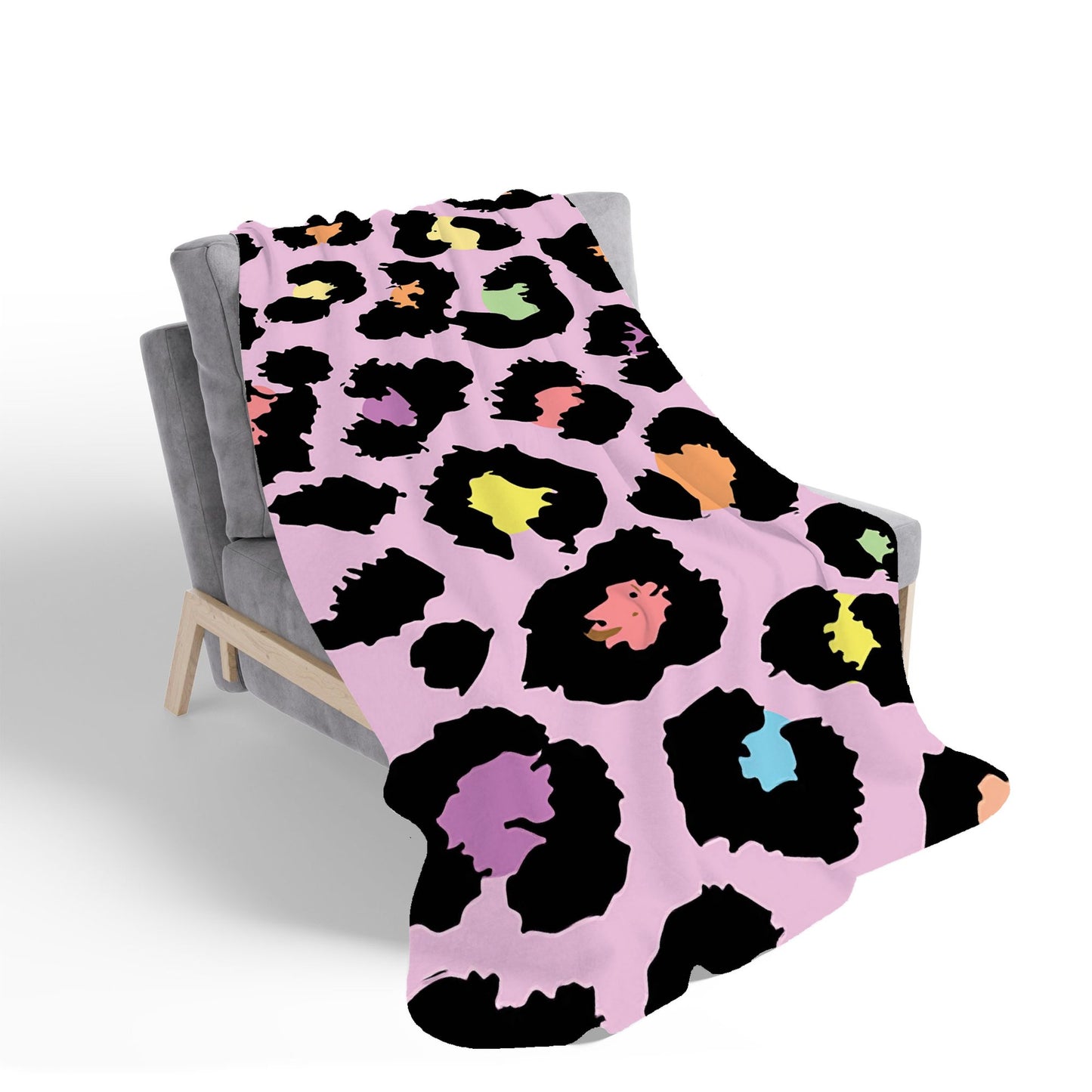 Pink Leopard Print Sherpa Blanket