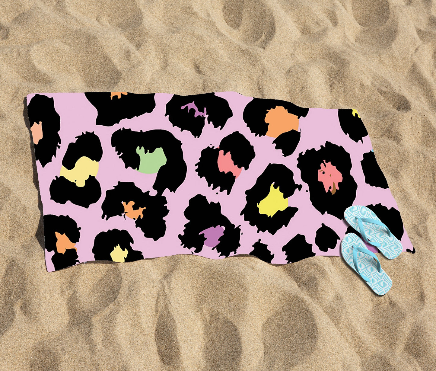 Pink Leopard Print Beach Towel