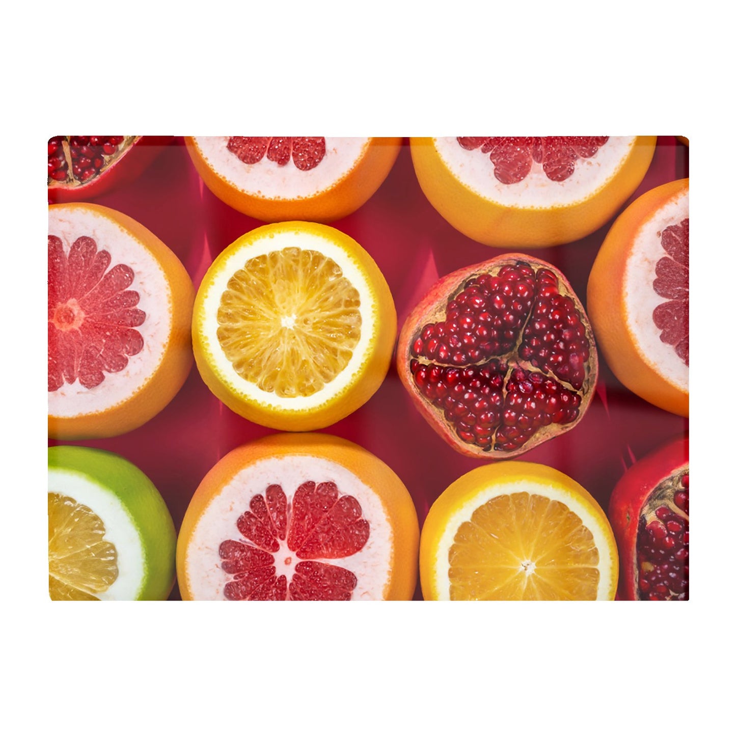 Citrus And Pomegranate Glass Chopping Board