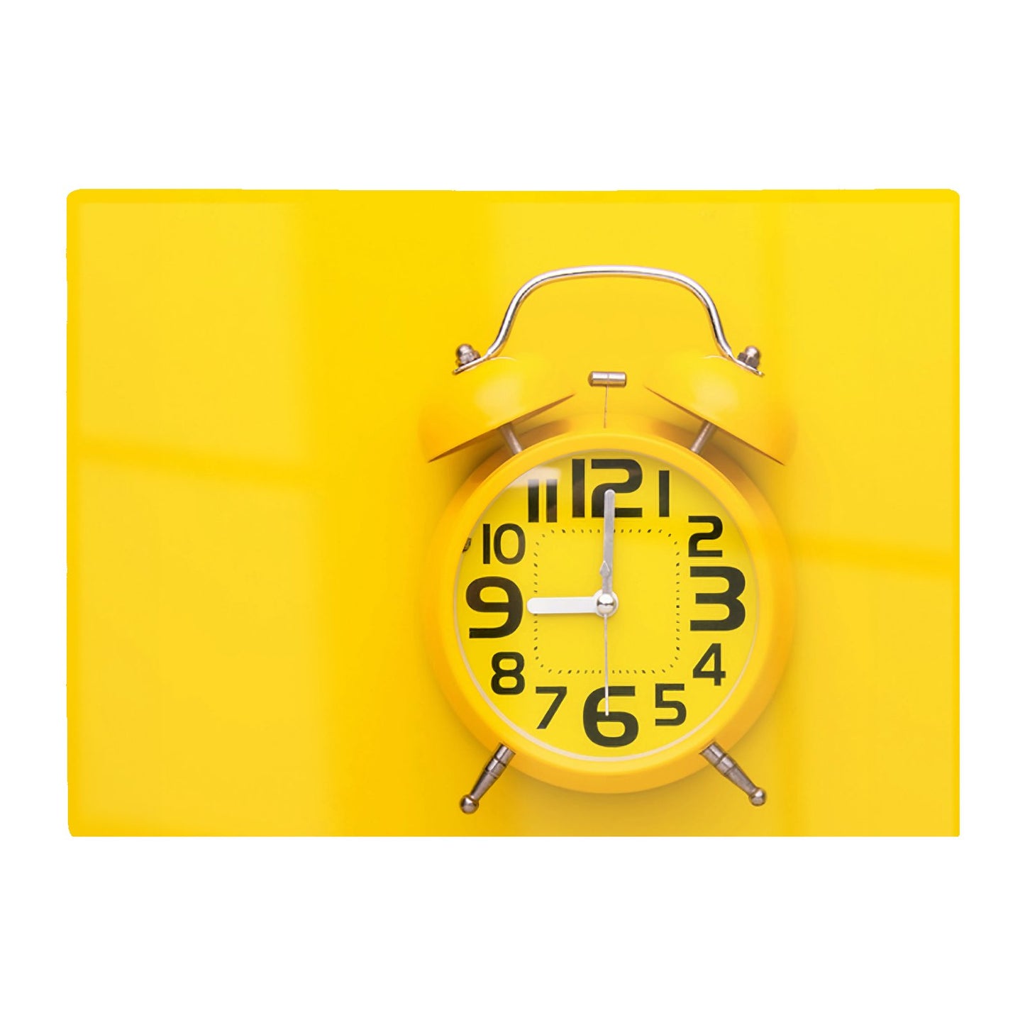 Yellow Alarm Clock Glass Chopping Board