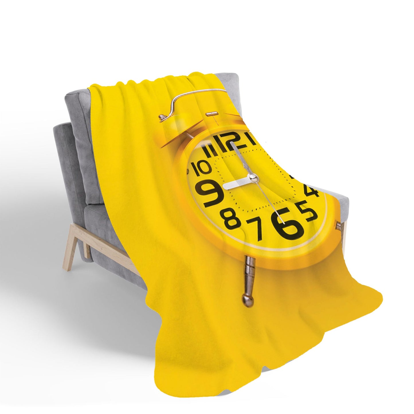 Yellow Alarm Clock Sherpa Blanket