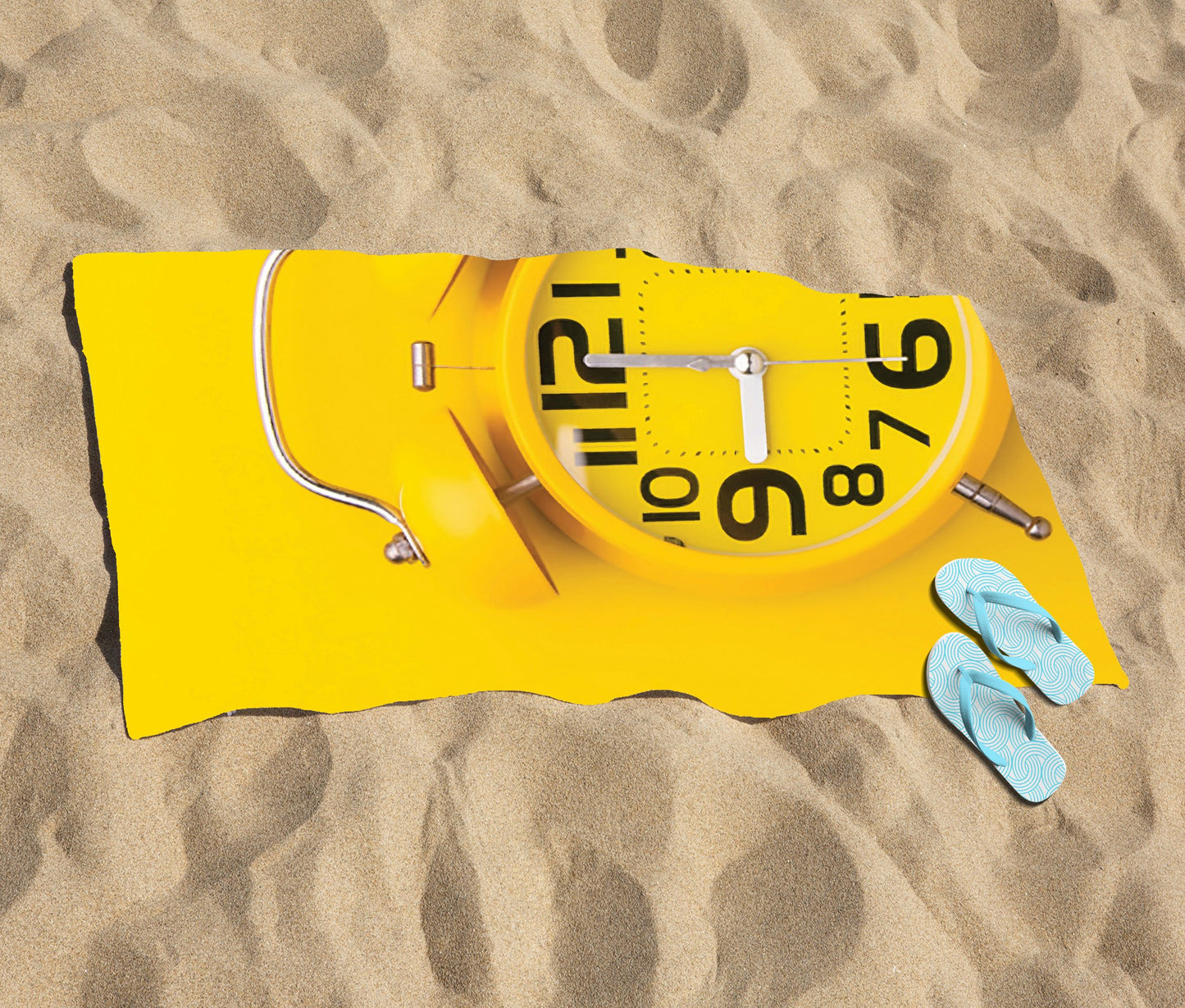 Yellow Alarm Clock Beach Towel