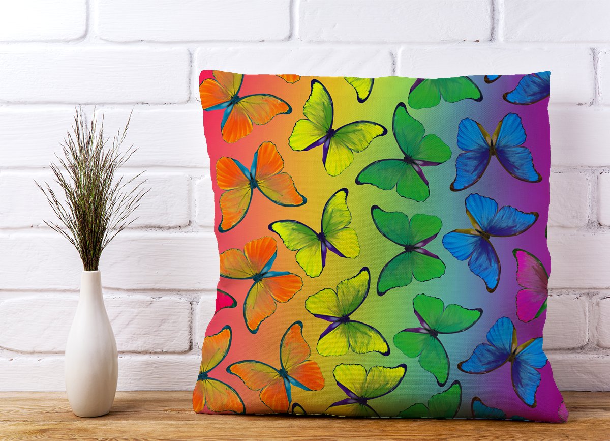 Multicoloured Butterfly Pattern Cushions