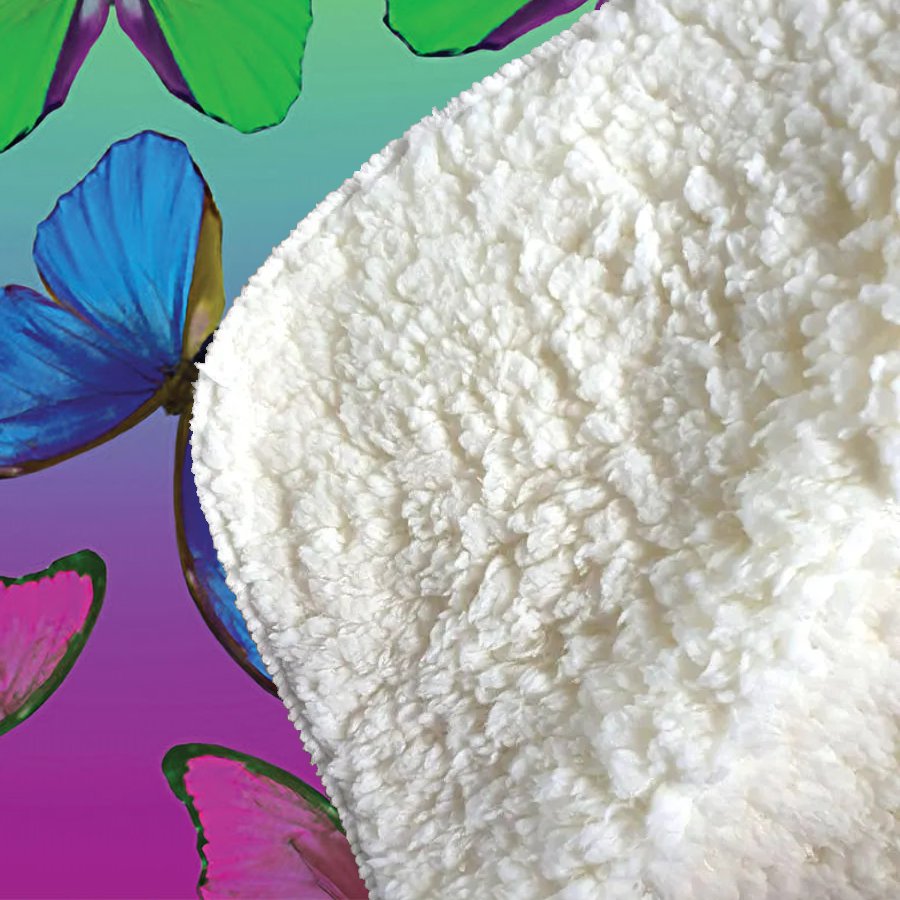Multicoloured Butterfly Pattern Sherpa Blanket