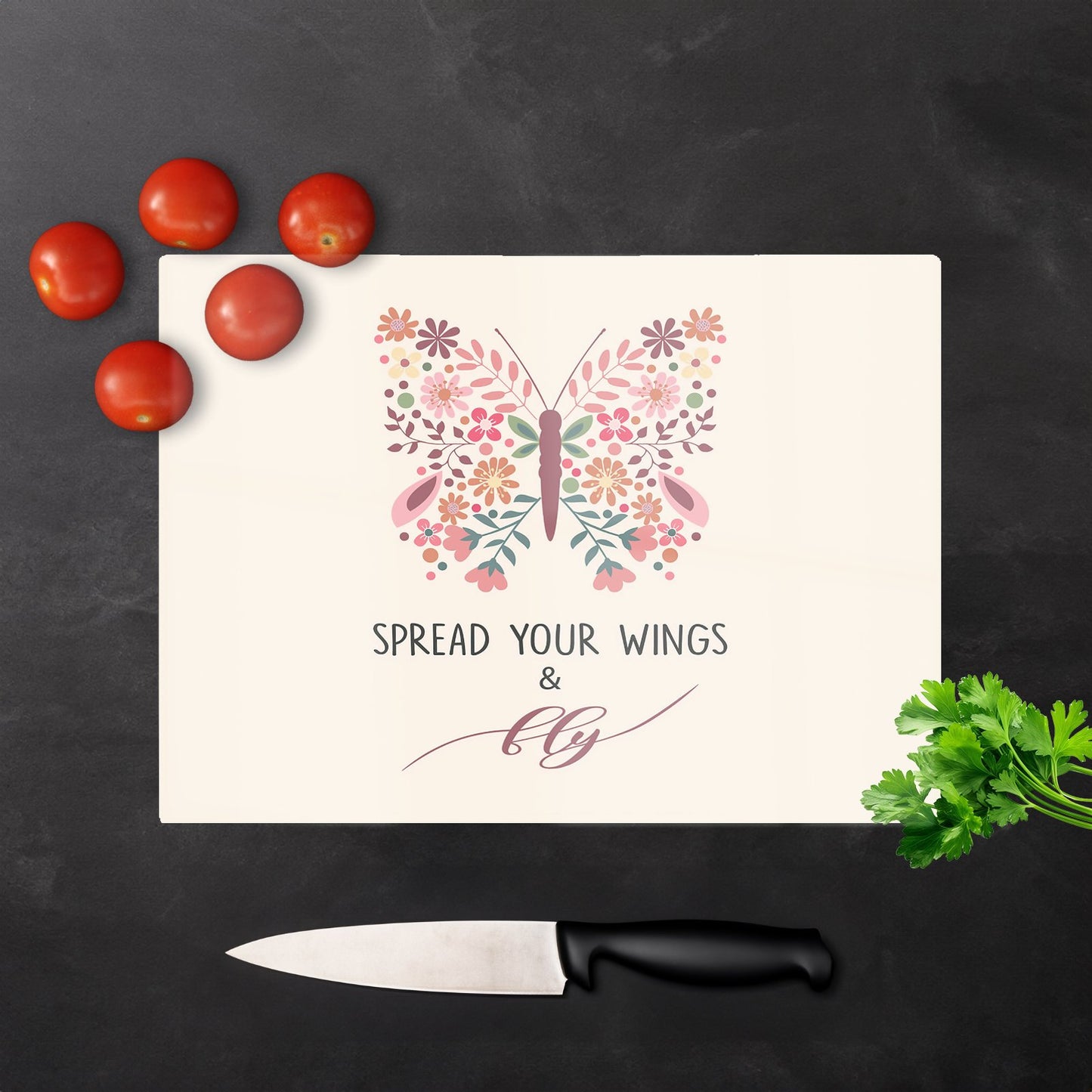 Spread Your Wings Glass Chopping Board