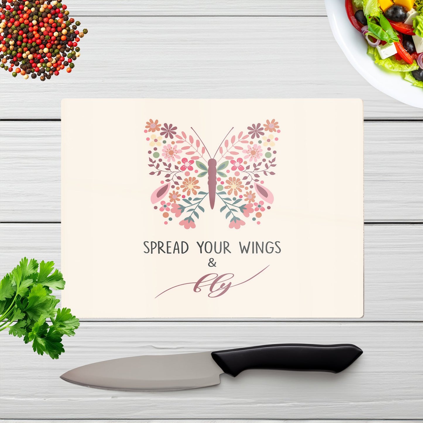 Spread Your Wings Glass Chopping Board