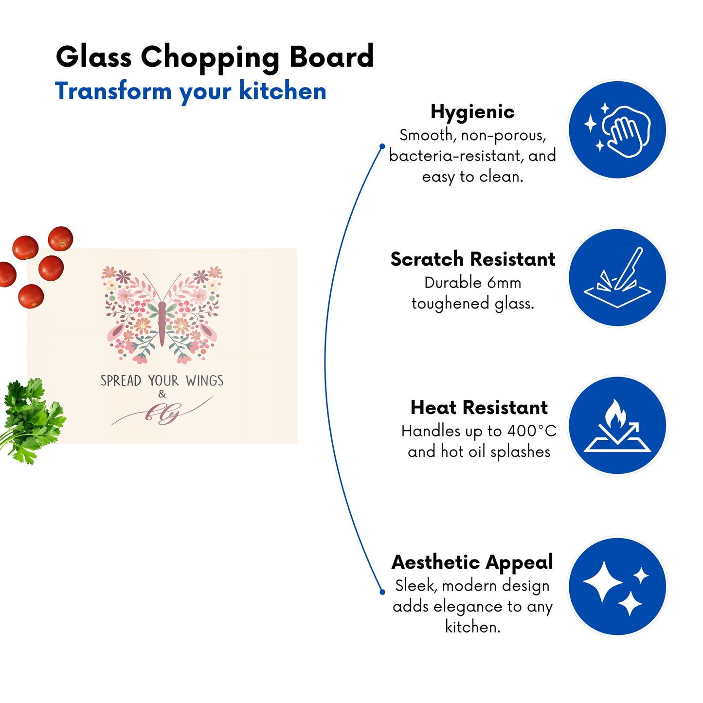 Spread Your Wings Glass Chopping Board
