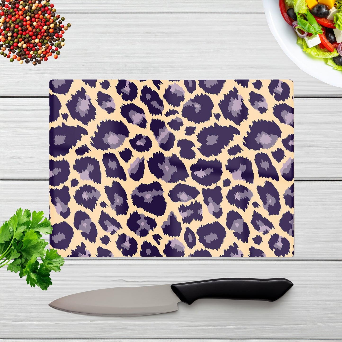 Leopard Print Glass Chopping Board