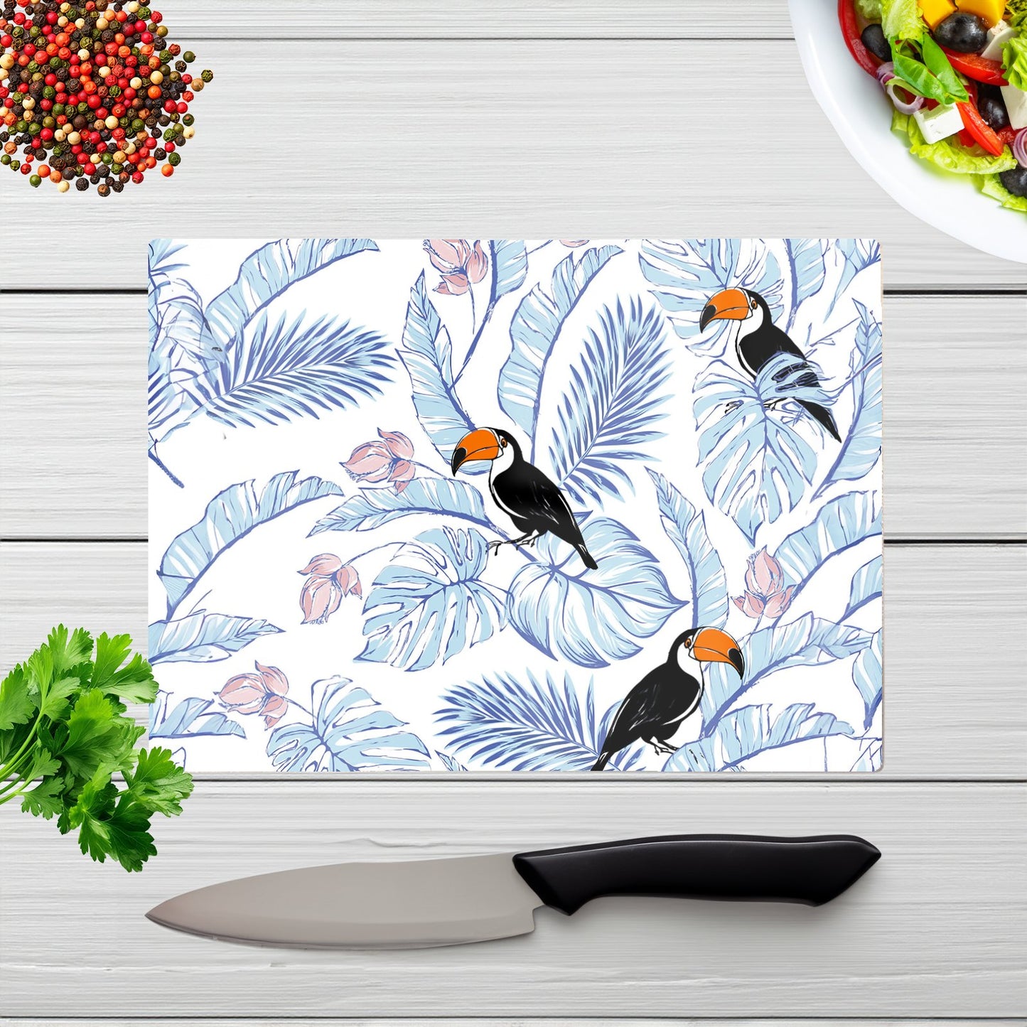Tropical Toucan Glass Chopping Board