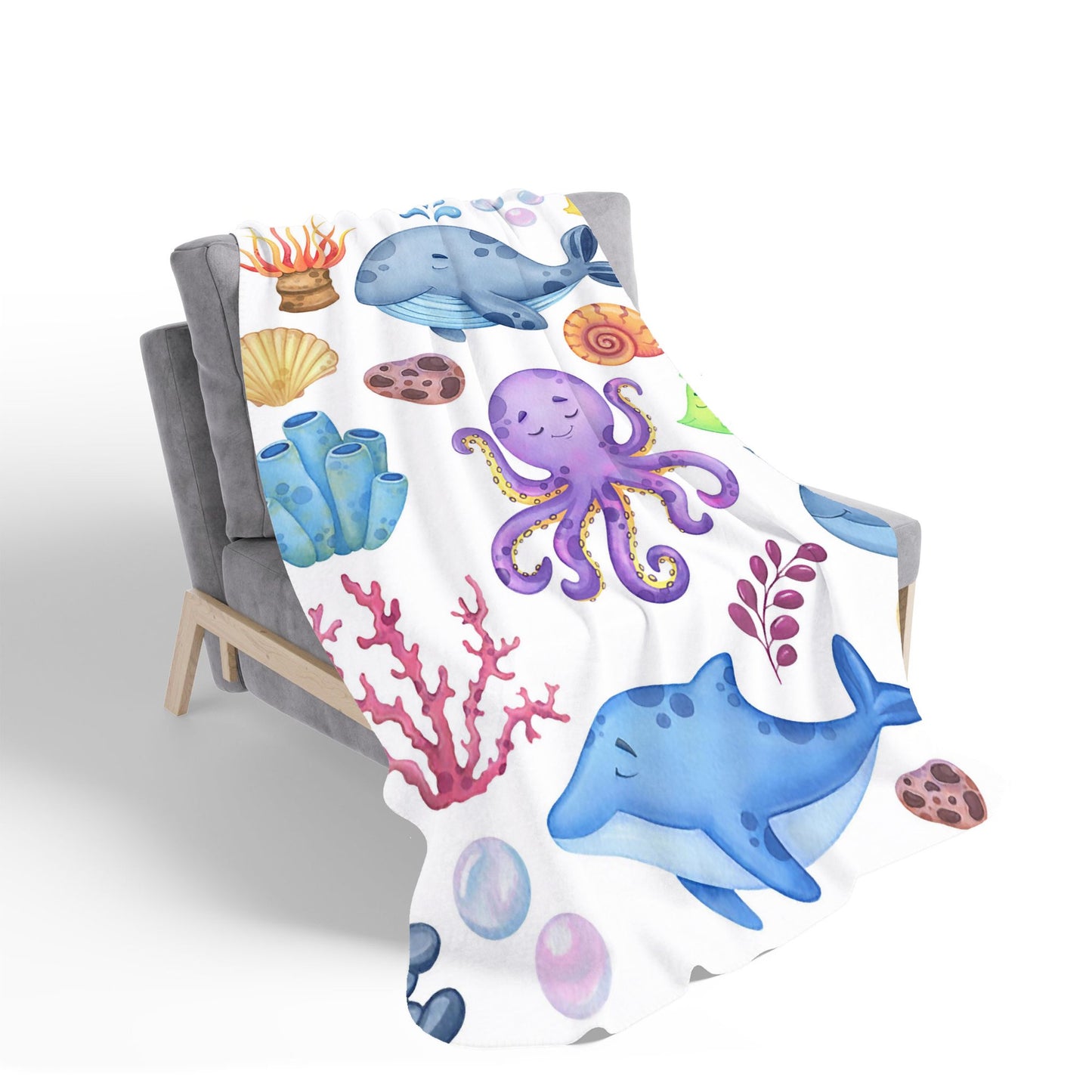 Children'S Sea Life Sherpa Blanket