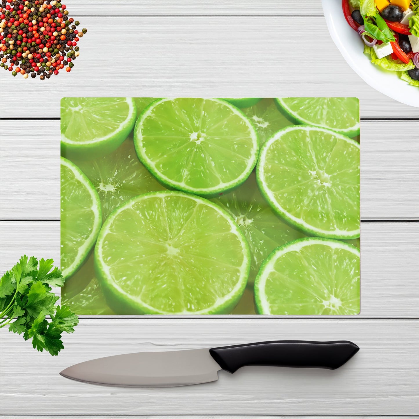 Fresh Limes Glass Chopping Board