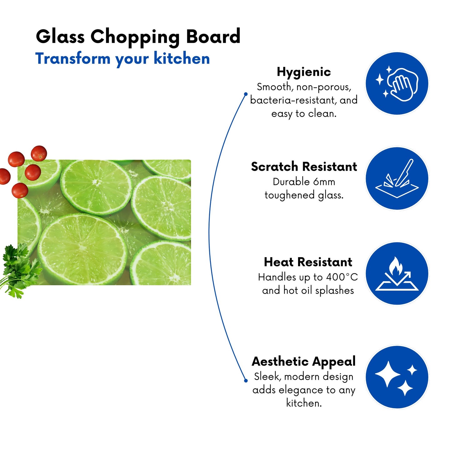 Fresh Limes Glass Chopping Board
